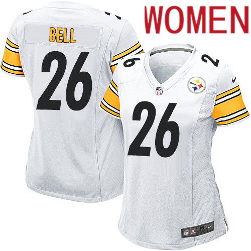 Women Pittsburgh Steelers 26 LeVeon Bell Nike White Game NFL Jersey